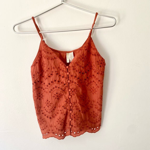 Japna Tops - Japna Coral Eyelet Lace Tank Top